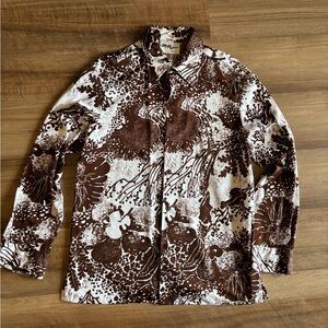 Rare Vintage 1970s Tori Richard Mens Hawaiian Brown Crashing Waves Shirt